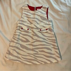 Kids Zebra Print Dress - Cream and Red